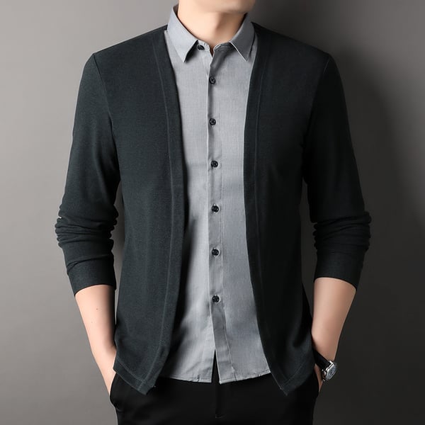 Men's Two Piece Shirt Collar Knitted Cardigan