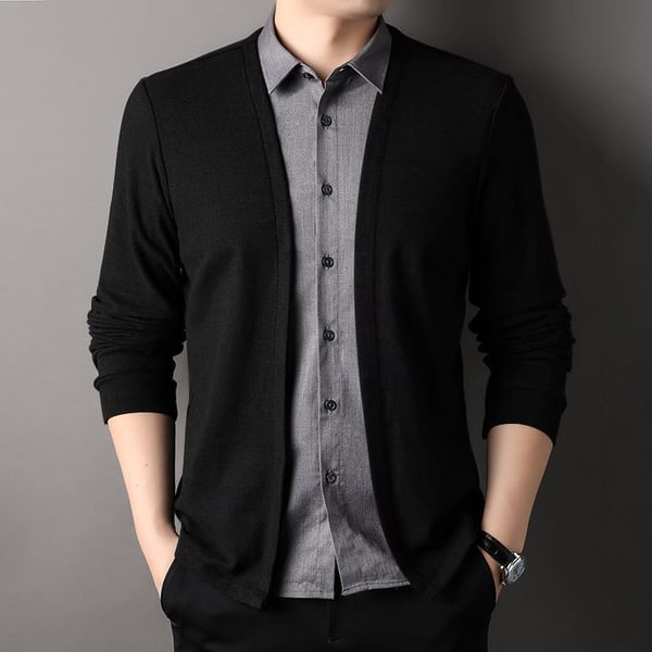 Men's Two Piece Shirt Collar Knitted Cardigan