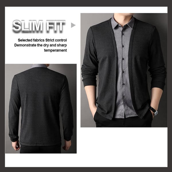 Men's Two Piece Shirt Collar Knitted Cardigan