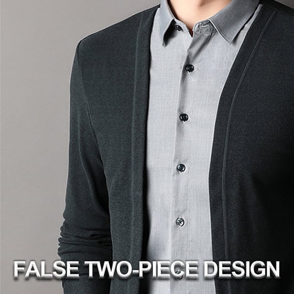 Men's Two Piece Shirt Collar Knitted Cardigan