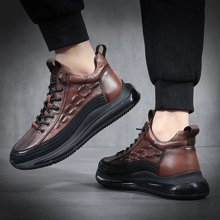 Brown Alligator Pattern Sneakers