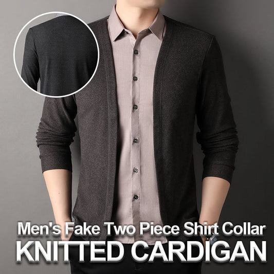 Men's Two Piece Shirt Collar Knitted Cardigan