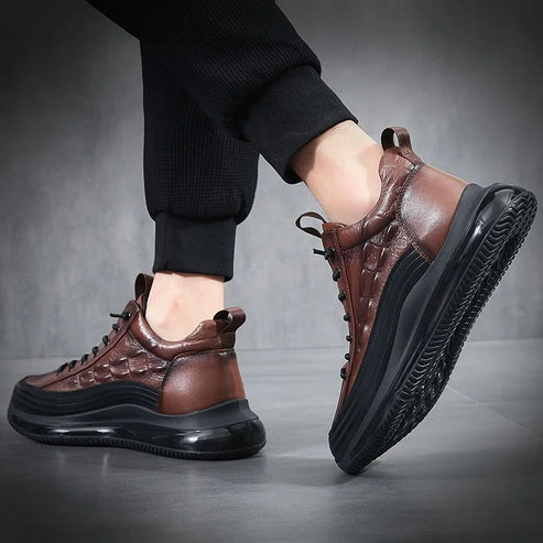 Brown Alligator Pattern Sneakers