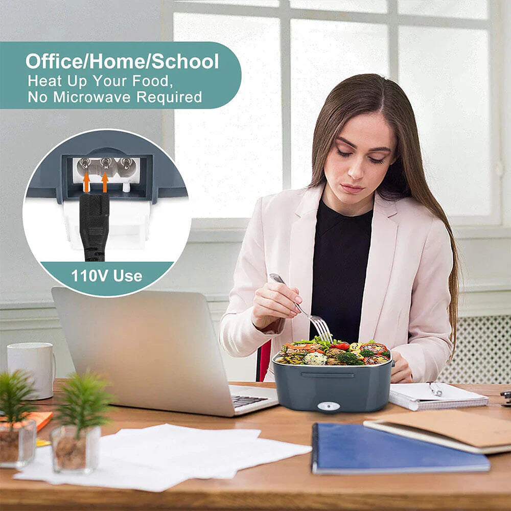 Electric Lunch Box - 80W Heated | 1.8L | 4 in 1 Portable Leak-proof Food Warmer with Detachable Dividers for Car/Truck/Office 12V/24V/110V