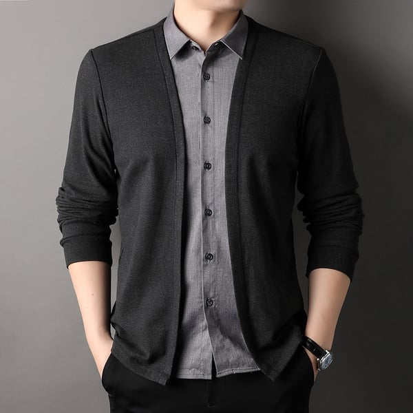 Men's Two Piece Shirt Collar Knitted Cardigan