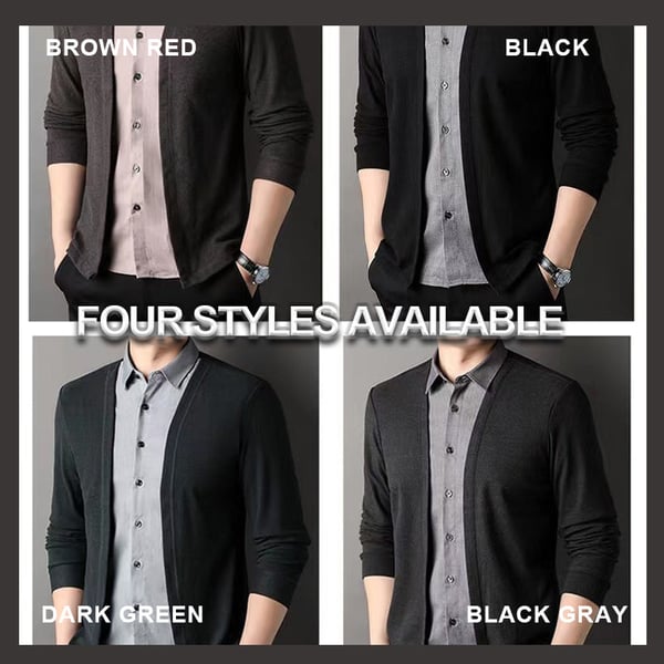 Men's Two Piece Shirt Collar Knitted Cardigan